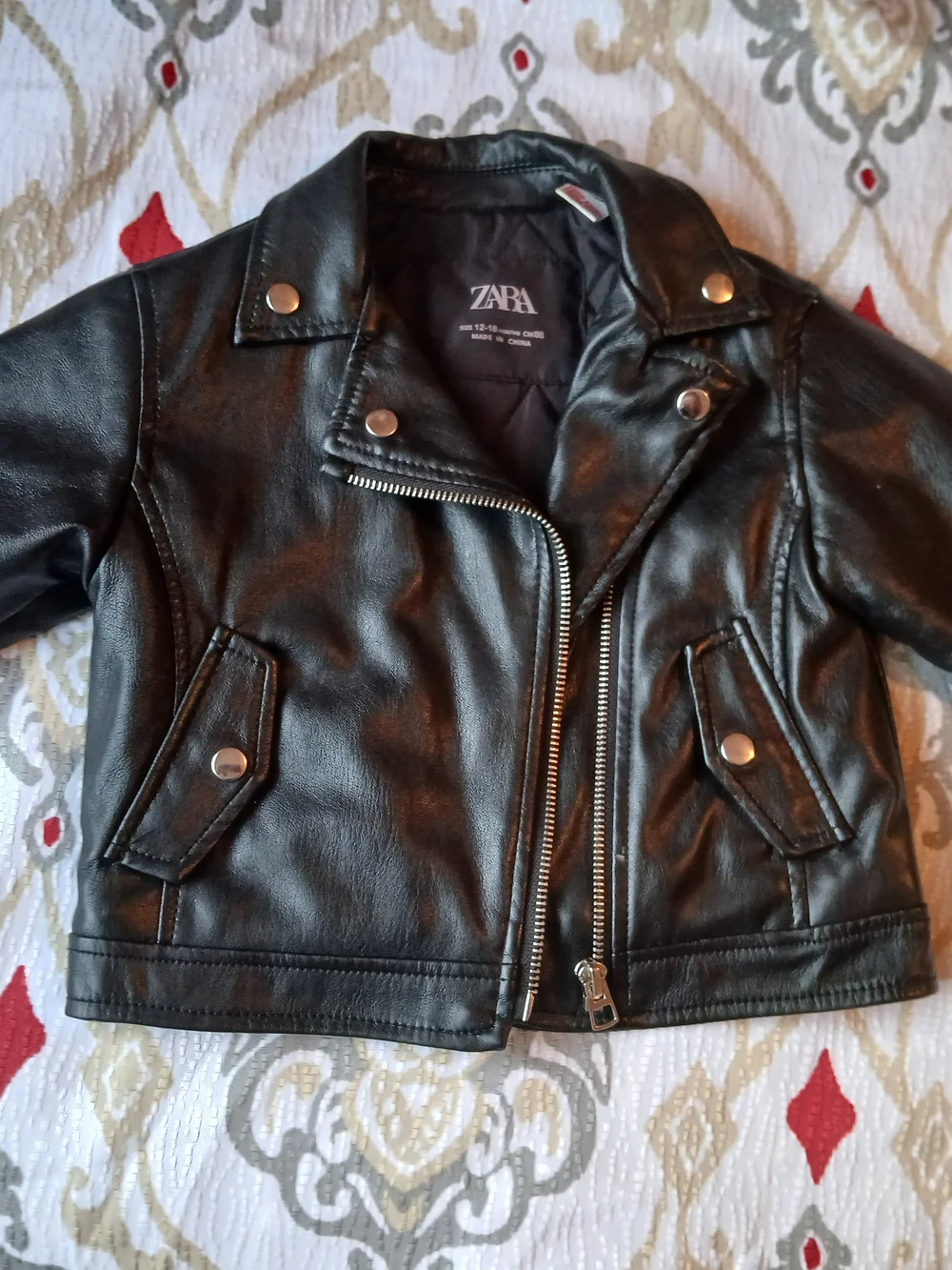 Zara Black Faux Leather Moto Jacket for Kids